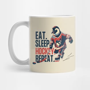 Eat Sleep Hockey Repeat Penguin Ice Hockey Player Mug